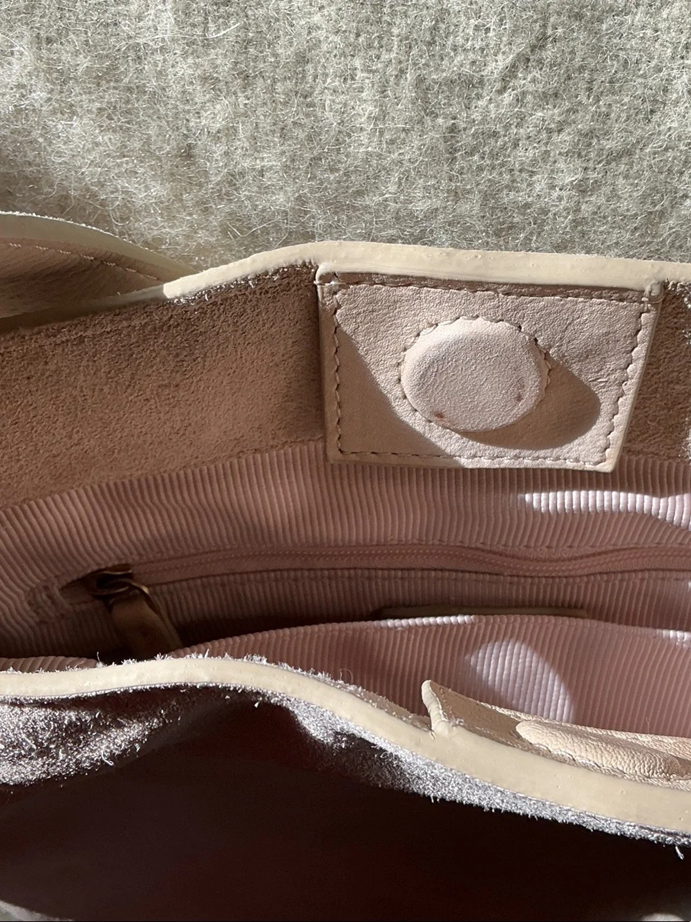 margot Suede Shoulder Bag in Pale Pink